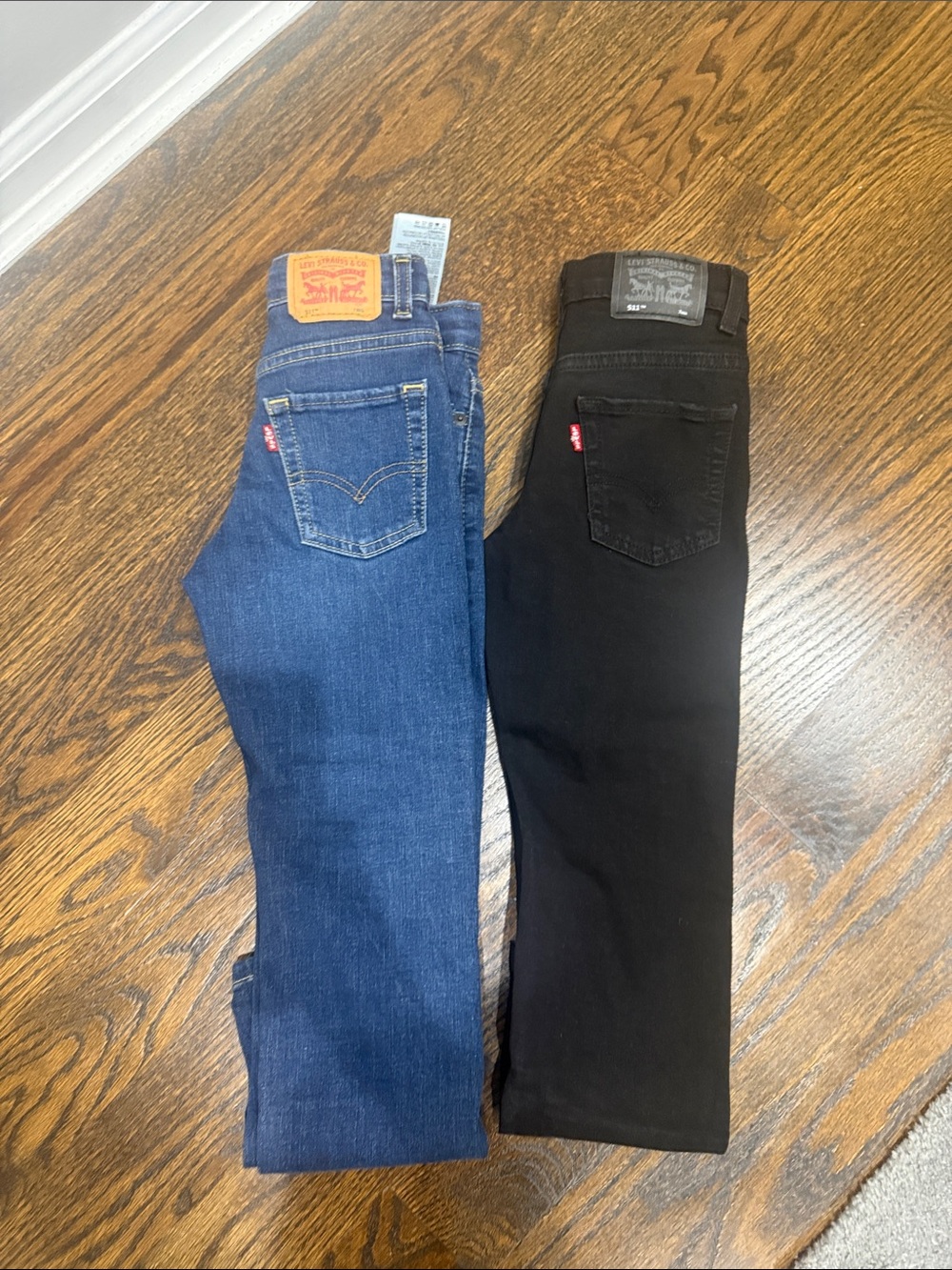 Bundle of 2 Levi's boys Slim Straight Jeans in Blue and Black Duo Pack